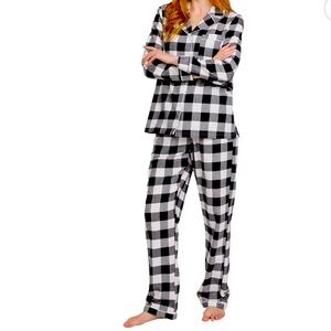 Plaid Black and White Pajama Set